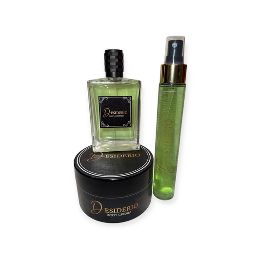 SET DESIDERIO PROFUMO + CREMA CORPO + ACQUA PROFUMATA CAPELLI